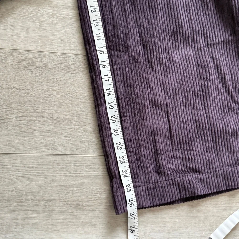 Offon Lenny Corduroy Jumpsuit in Eggplant Purple Loose Fit Short Sleeve Ankle